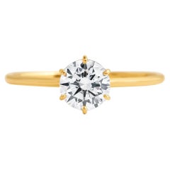 Used Round brilliant cut moissanite 14k gold ring.
