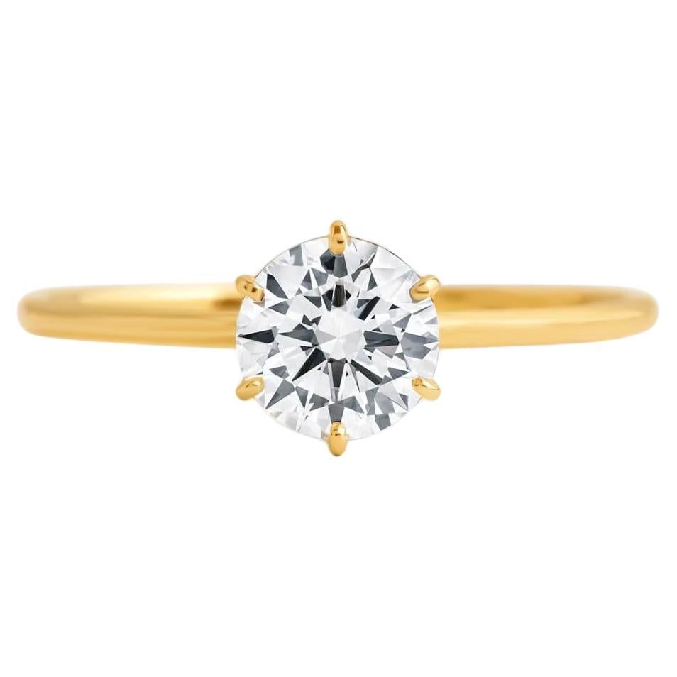 Round brilliant cut moissanite 14k gold ring
