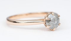 Round Brilliant Cut Salt and Pepper Diamond 14k Gold Engagement Ring AD1540-9