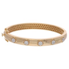 Round Brilliant Cut SI/H 0.42Ct Diamond Wedding Bangle for Women 14k Yellow Gold