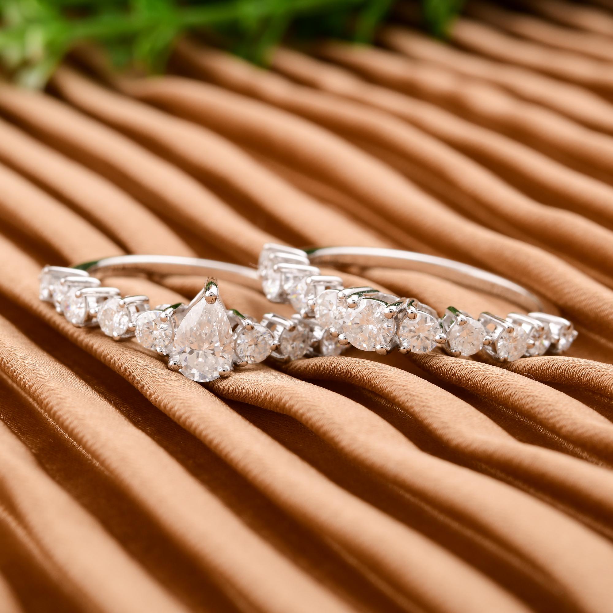 Im Angebot: Runder Brillantschliff SI/H 1,86Kt Diamant Stapelbarer Bandring Fein 14k Weißgold () 3