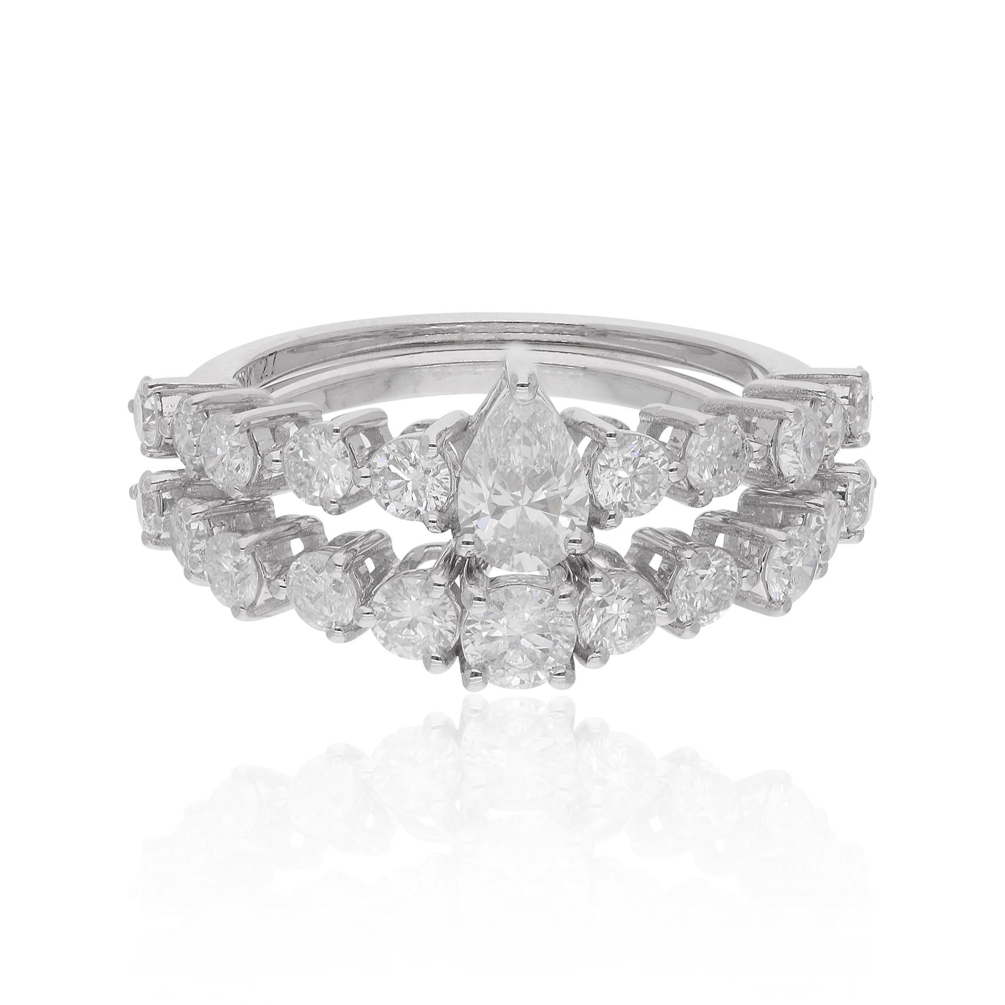 Im Angebot: Runder Brillantschliff SI/H 1,86Kt Diamant Stapelbarer Bandring Fein 14k Weißgold () 4