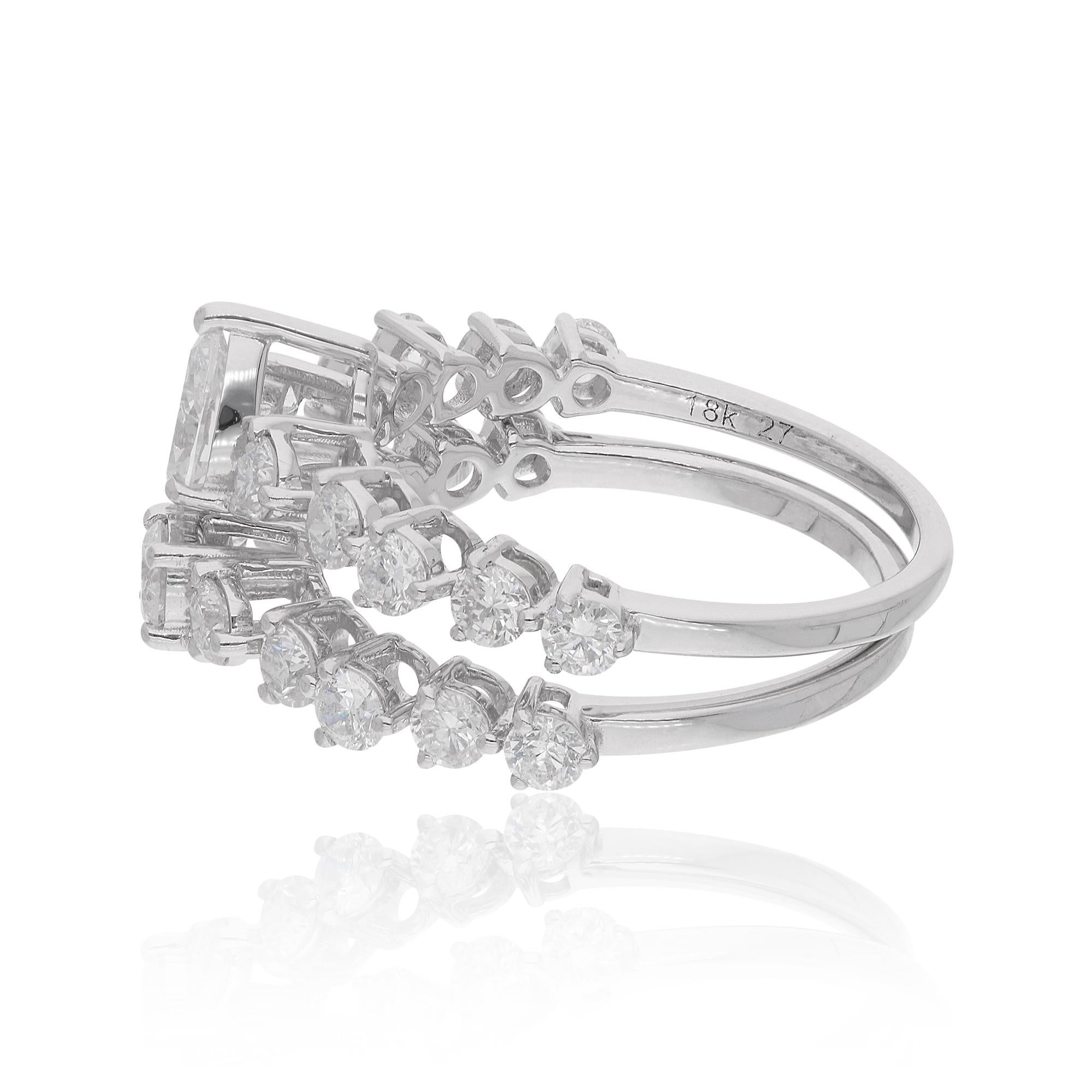 Im Angebot: Runder Brillantschliff SI/H 1,86Kt Diamant Stapelbarer Bandring Fein 18k Weißgold () 6