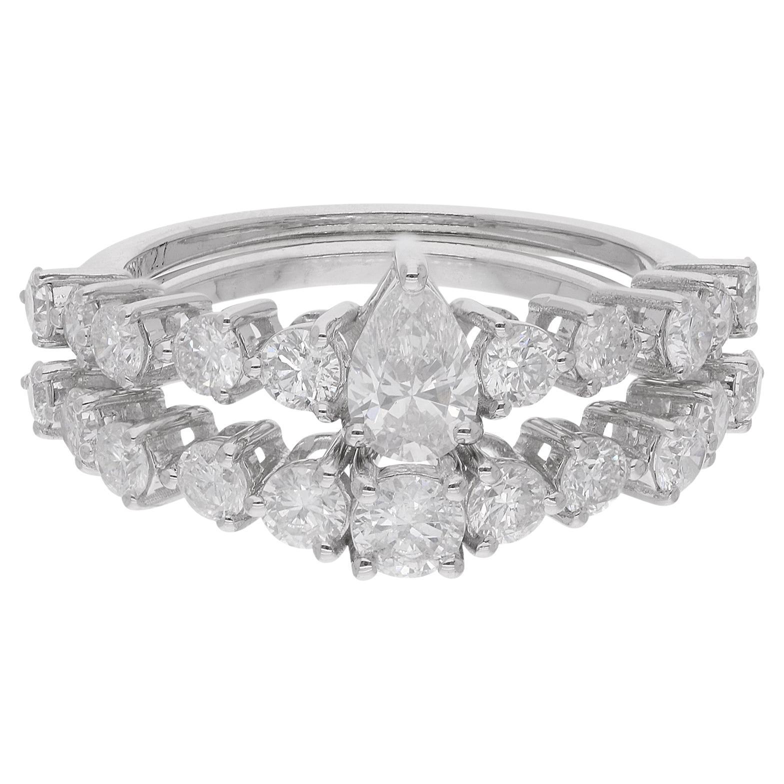 Anello a fascia impilabile con diamanti tondi taglio brillante SI/H 1,86 carati in oro bianco 18 carati