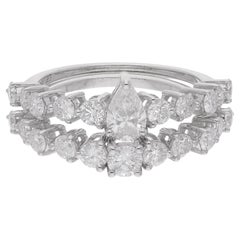 Anello a fascia impilabile con diamanti tondi taglio brillante SI/H 1,86 carati in oro bianco 18 carati