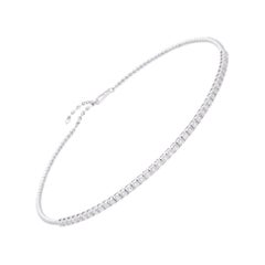 Collana girocollo di diamanti naturali con taglio a brillante rotondo SI/H 3,30 carati, oro bianco 14k