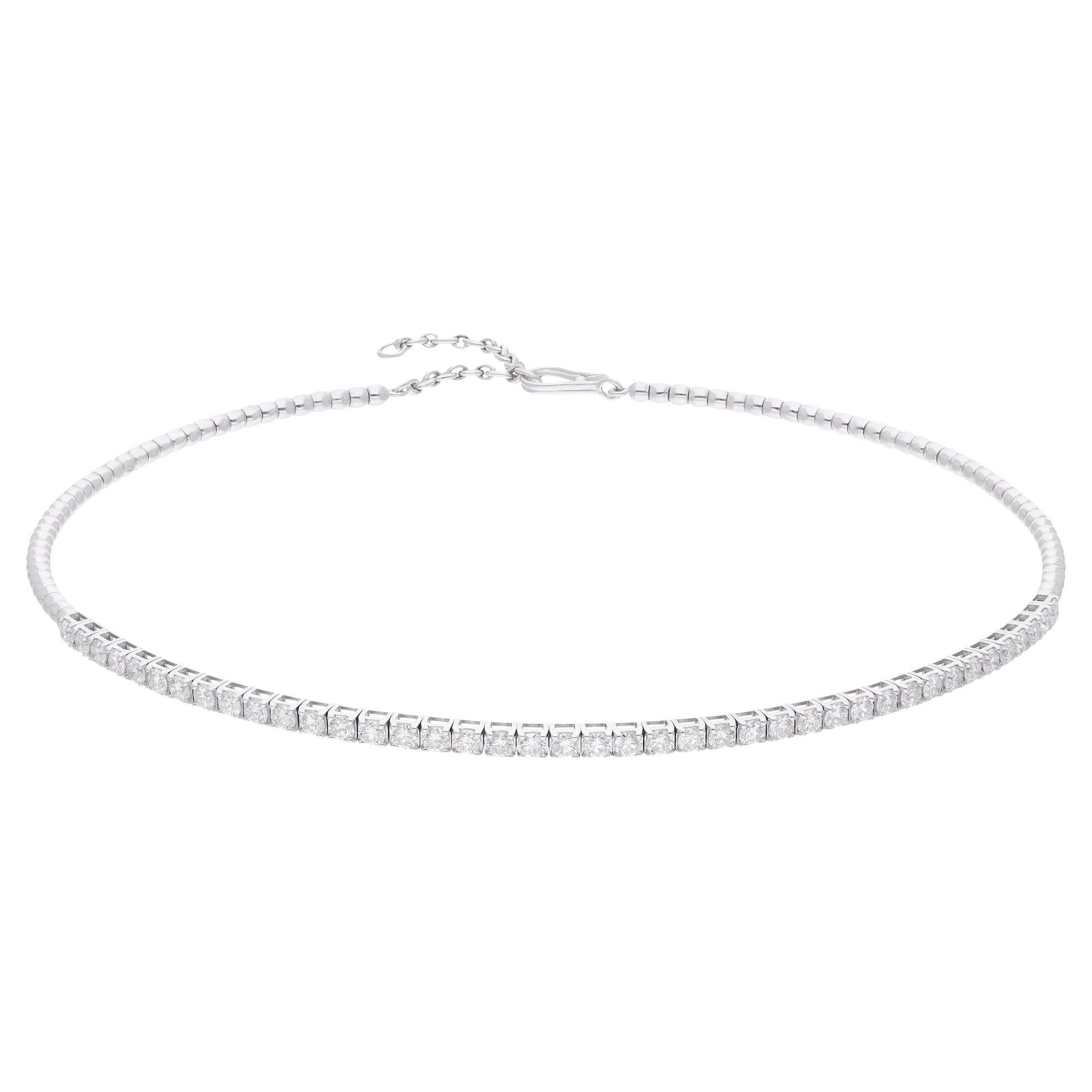 Collana girocollo di diamanti naturali con taglio a brillante rotondo SI/H 3,30 carati, oro bianco 18 carati