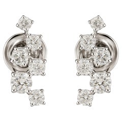 Orecchini a grappolo con diamanti tondi taglio Brilliante SI/H Gioielli in oro bianco 14k