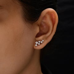 Boucles d'oreilles en or blanc 18k avec diamants SI/H en forme de grappe, taille brillant