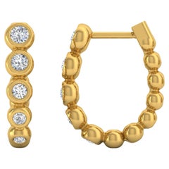 Boucles d
oreilles Huggies en or jaune 14k, diamants SI/H, taille ronde et brillante
