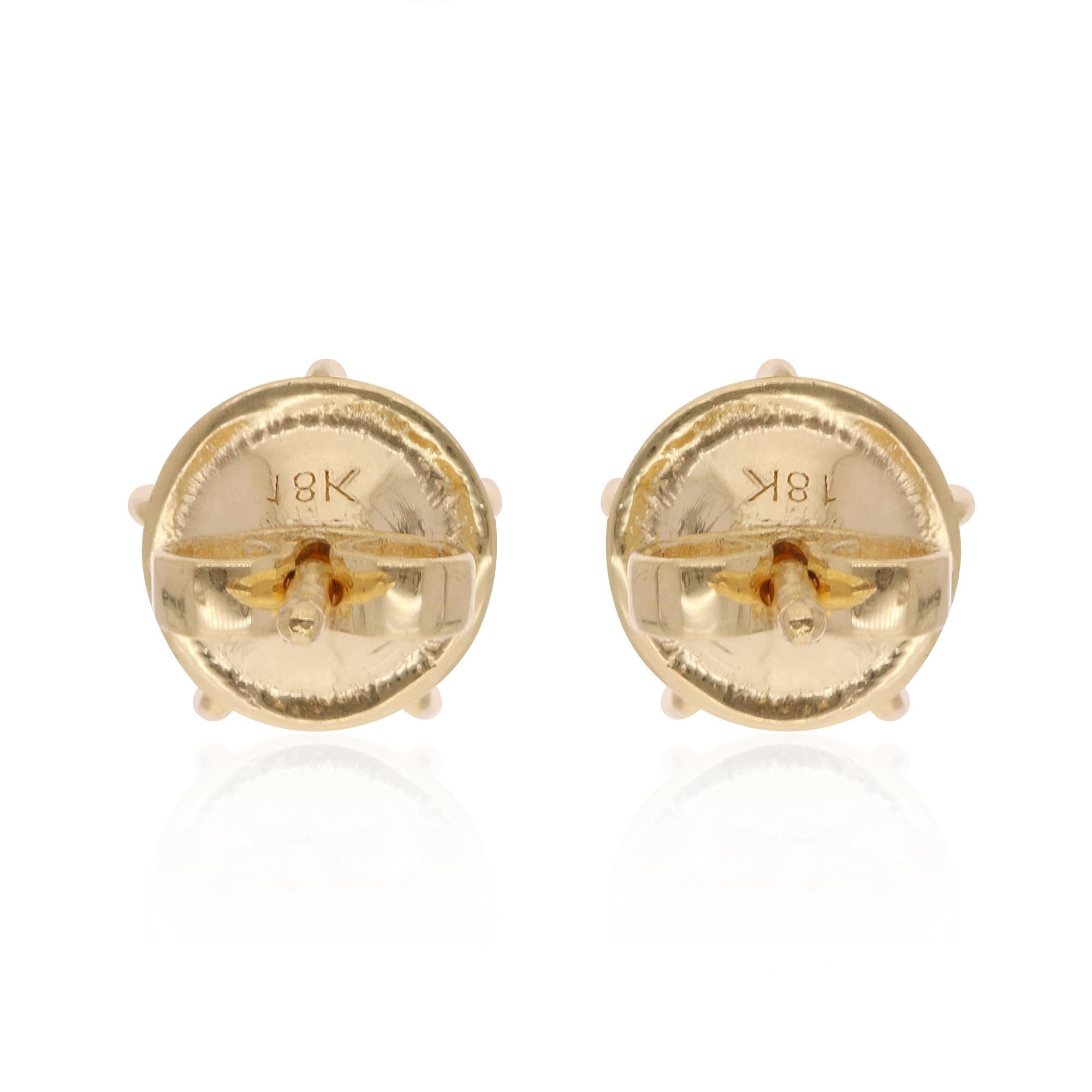 Women's Round Brilliant Cut SI/H Diamond Stud Floral Earrings 14k Solid Yellow Gold For Sale
