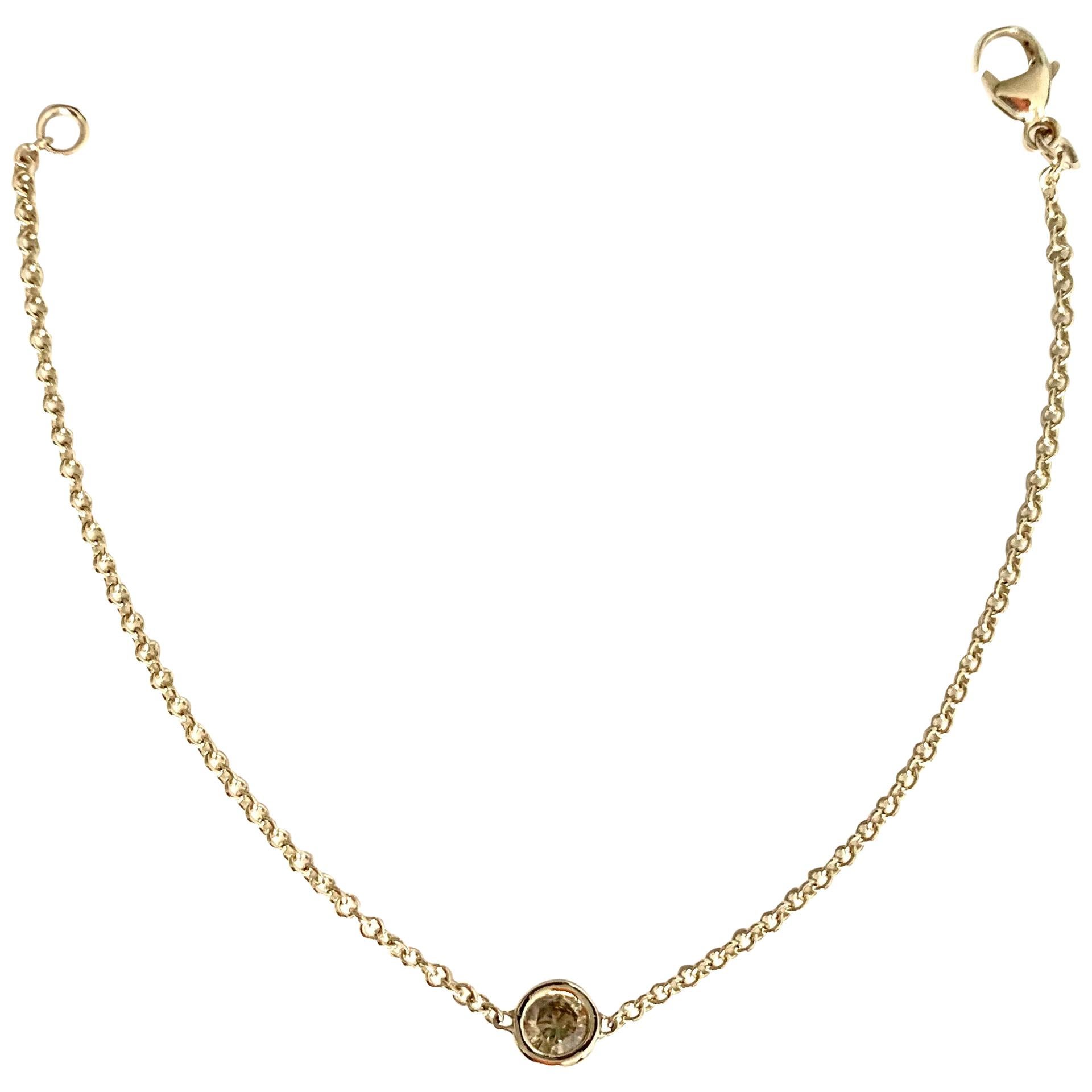 Triangle Sterling Silver Chain Bracelet with Black Diamonds plated in 18K Gold