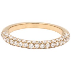 Round Brilliant Cut Three-Row Diamond 18 Karat Yellow Gold Wedding Ring