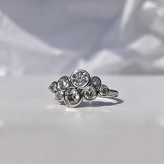 Round Brilliant Cut White Diamond Cluster 'Bubble' Ring .75ct TW  18k Gold