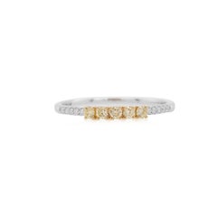 Round Brilliant Cut Yellow Diamond and White Diamond Band Ring made in 18K Gold