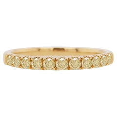 Anillo de oro de 18 quilates con diamantes amarillos redondos talla brillante