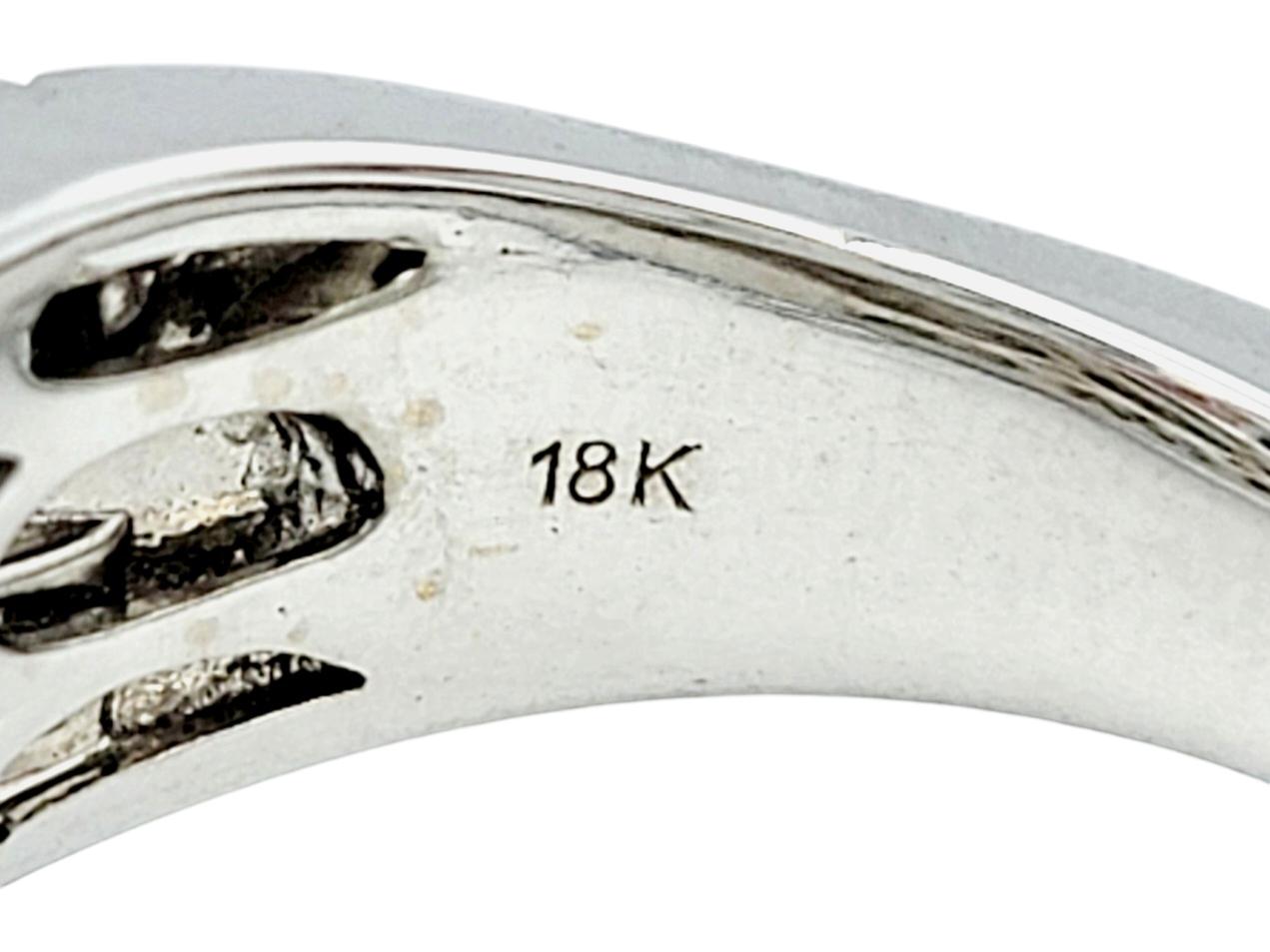 Anello a fascia larga con diamante tondo brillante a 5 file in oro lucido 18 carati, F-G / VS In condizioni buone in vendita a Scottsdale, AZ