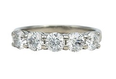 Round Brilliant Diamond 5 Stone Semi Eternity Band Ring in Platinum