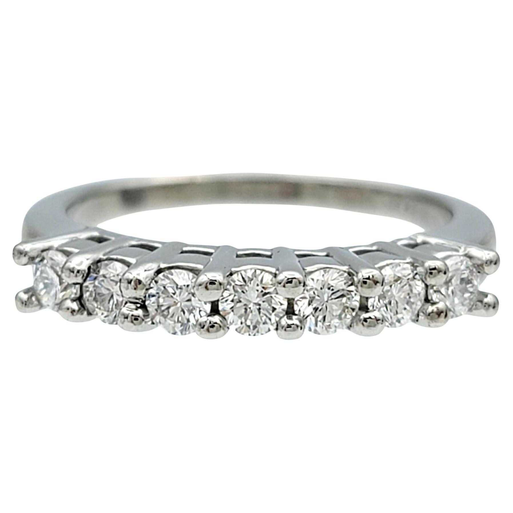 Round Brilliant Diamond 7 Stone Semi Eternity Band Ring in Platinum