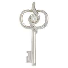 Round Brilliant Diamond-Accented Sirena Collection Pendant 14k Gold Skeleton Key