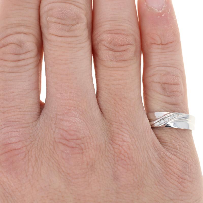 Runder Brillant-Diamant-besetzter Ehering, 10k Weißgold Herrenring (Rundschliff)