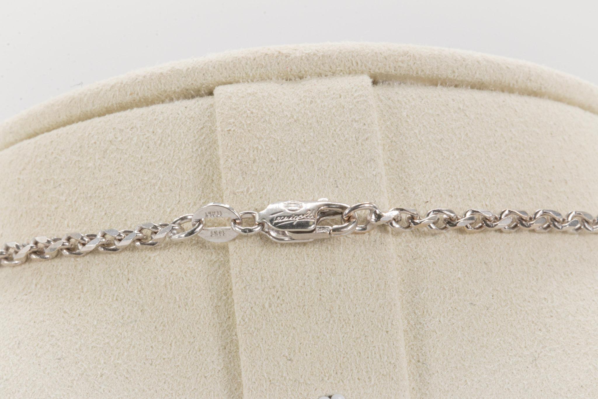 Taglio rotondo Collana Babe con diamanti tondi e brillanti in oro bianco 14 carati in vendita