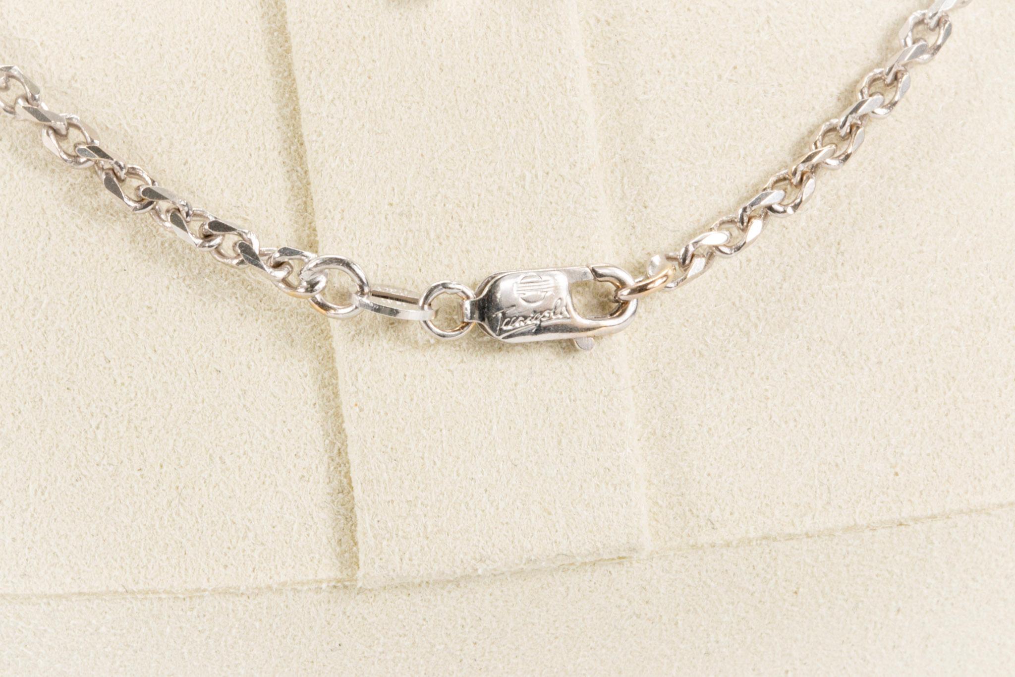 Collana Babe con diamanti tondi e brillanti in oro bianco 14 carati In condizioni buone in vendita a Houston, TX