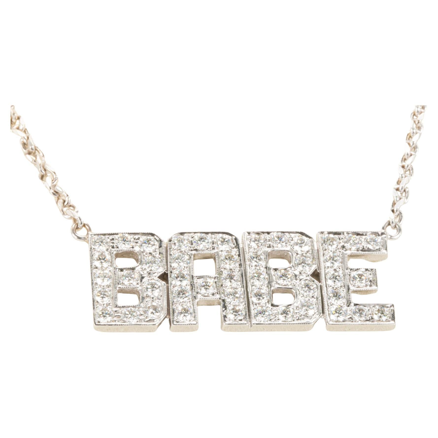 Collana Babe con diamanti tondi e brillanti in oro bianco 14 carati