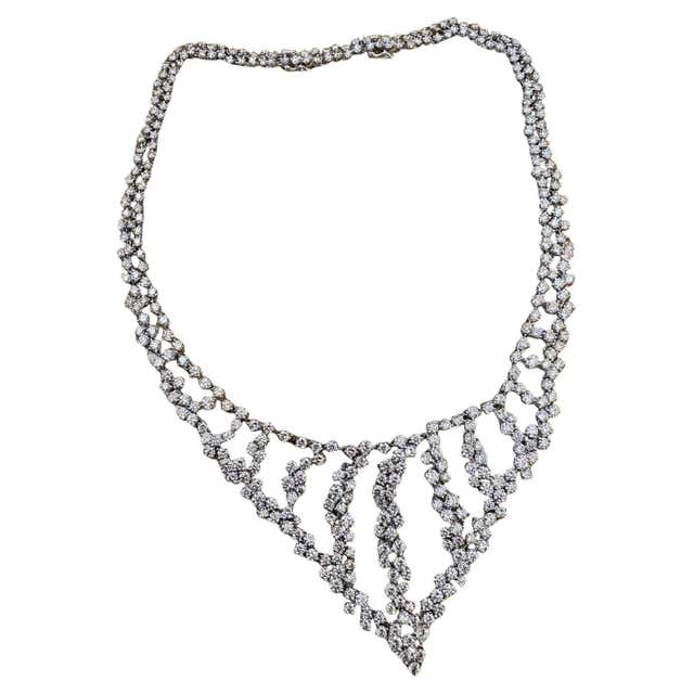 White Gold Diamond Bib Necklace For Sale at 1stDibs | white bib necklace