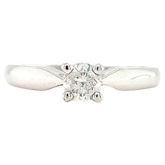 Round brilliant diamond classic solitaire engagement ring 18k white gold