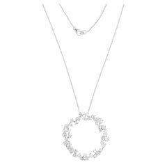 Collier pendentif grappe de diamants brilliants ronds en or blanc 18k Bijoux artisanaux