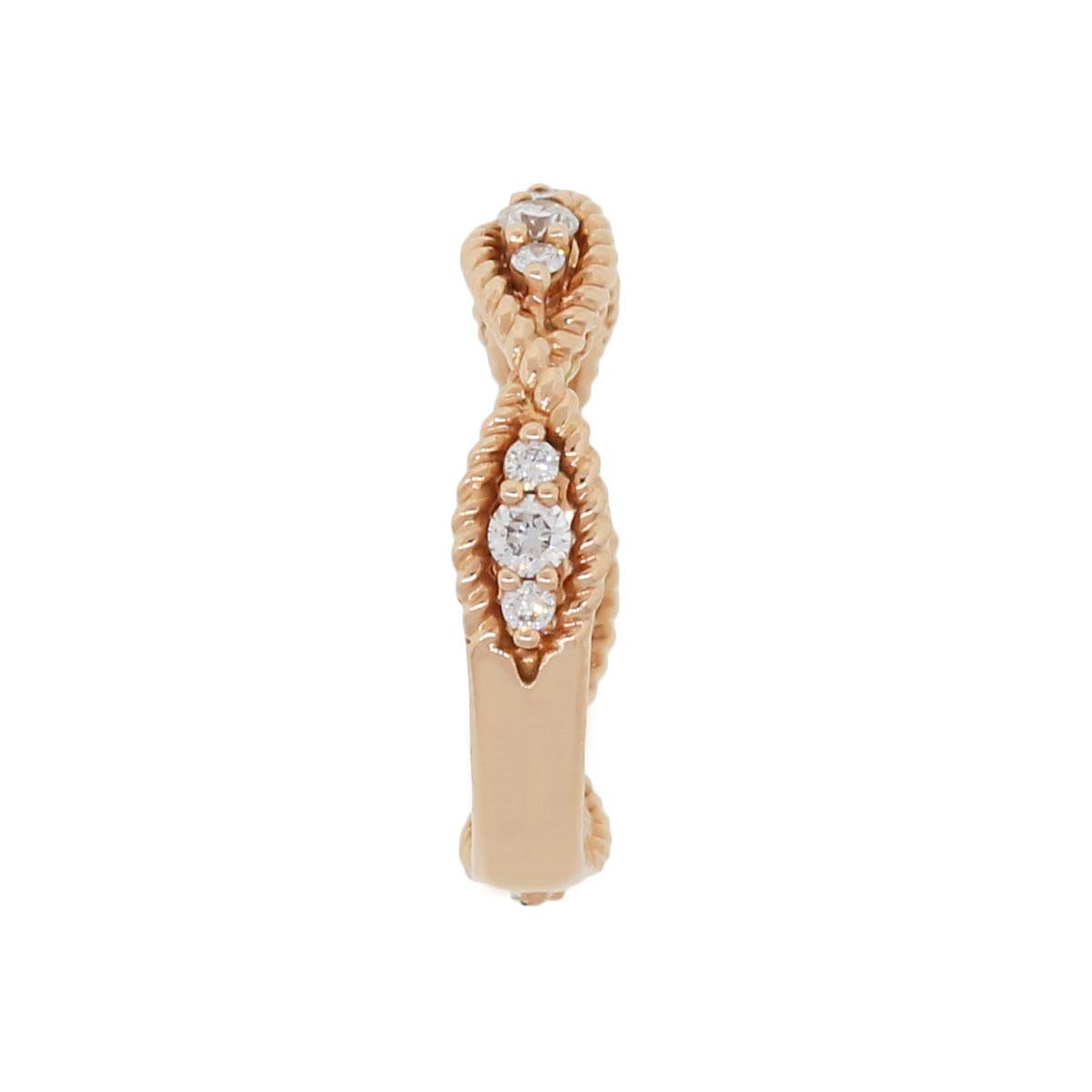 Bague de style croissant de diamants ronds et brillants en vente 1