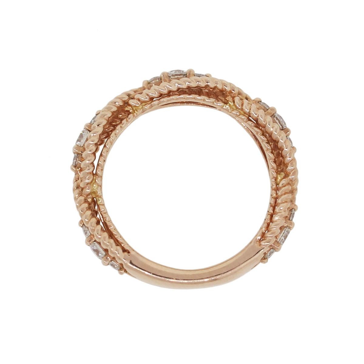 Bague de style croissant de diamants ronds et brillants en vente 2