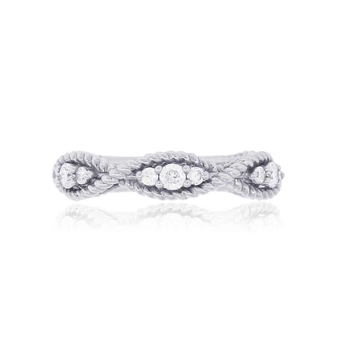 Bague de style croissant de diamants ronds et brillants en vente 3