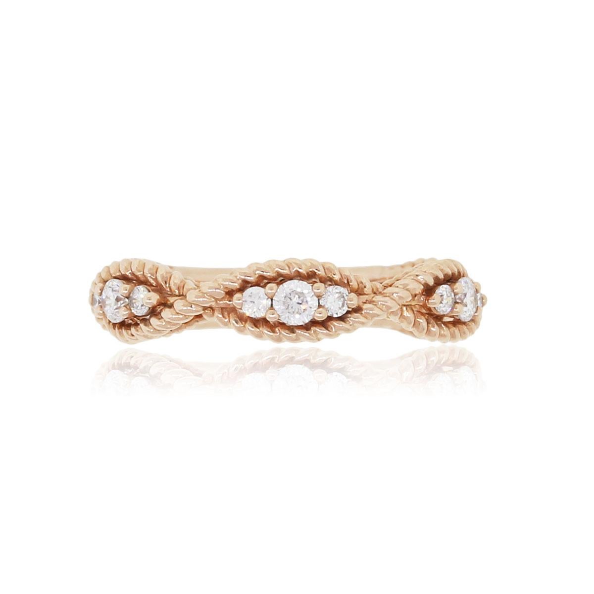 Bague de style croissant de diamants ronds et brillants en vente 3