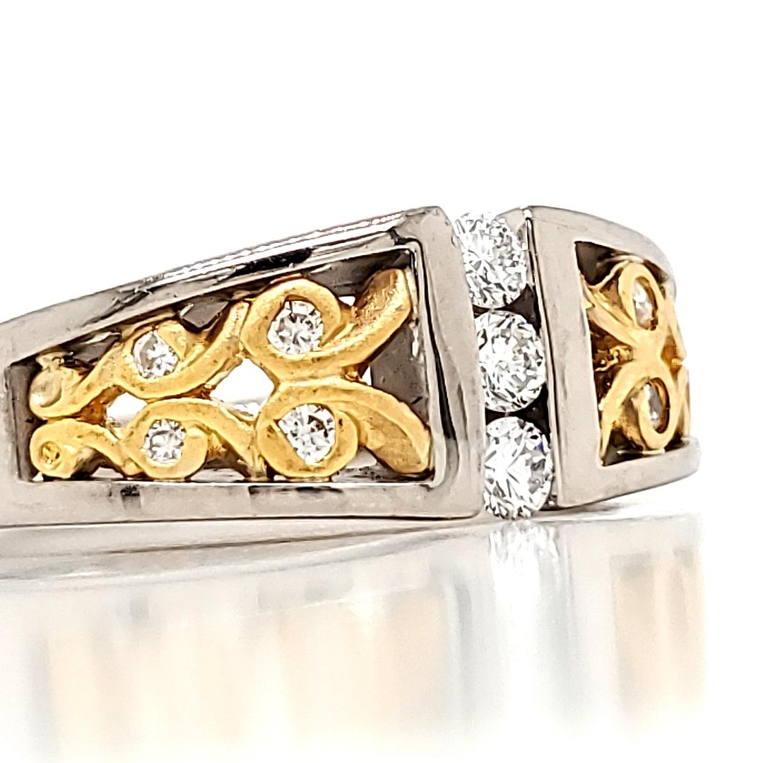 Contemporary Round Brilliant Diamond Cts 0.23 Tension Channel-Set Engagement Ring For Sale