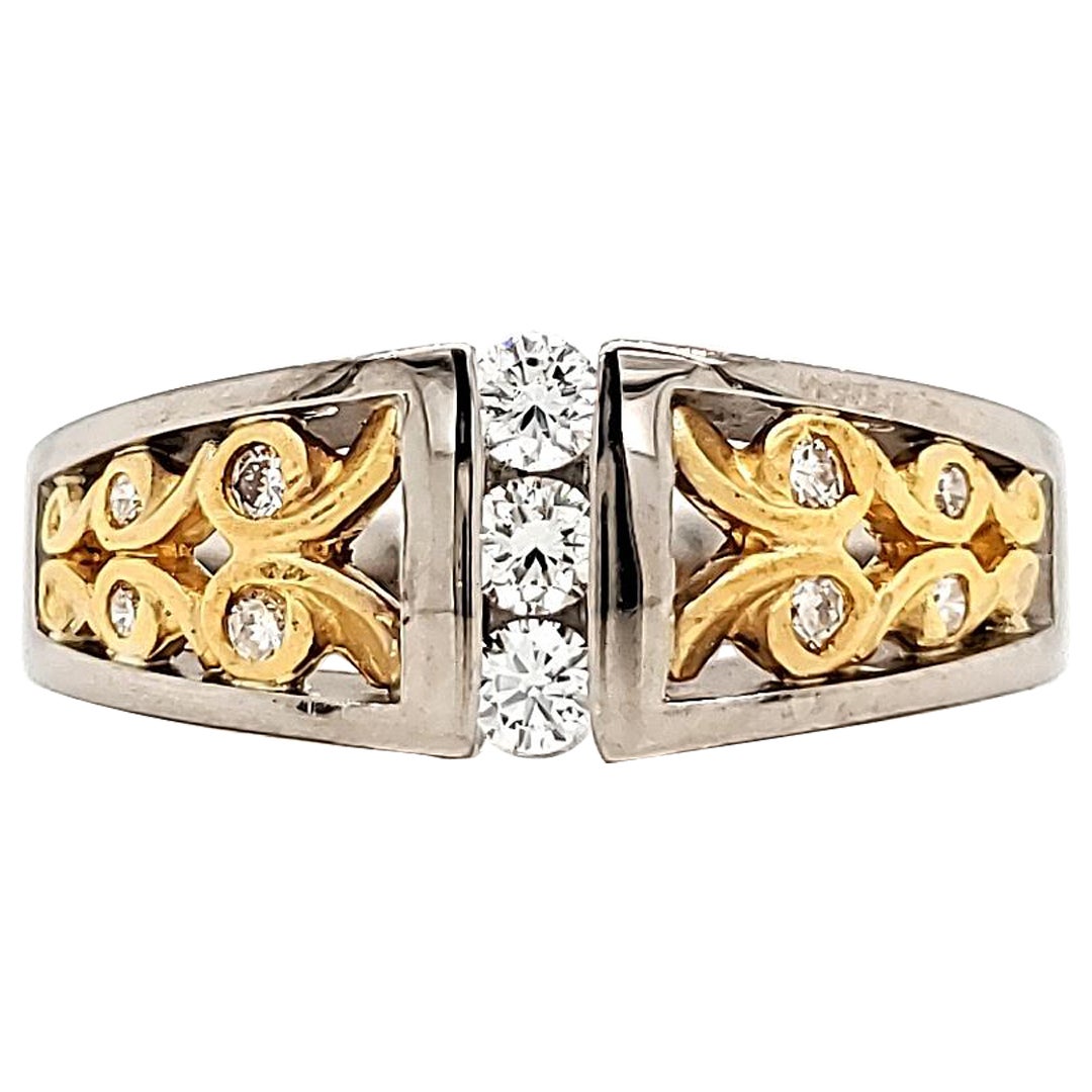 Runder Brillant Diamant Cts 0,23 Spannung Channel-Set Verlobungsring
