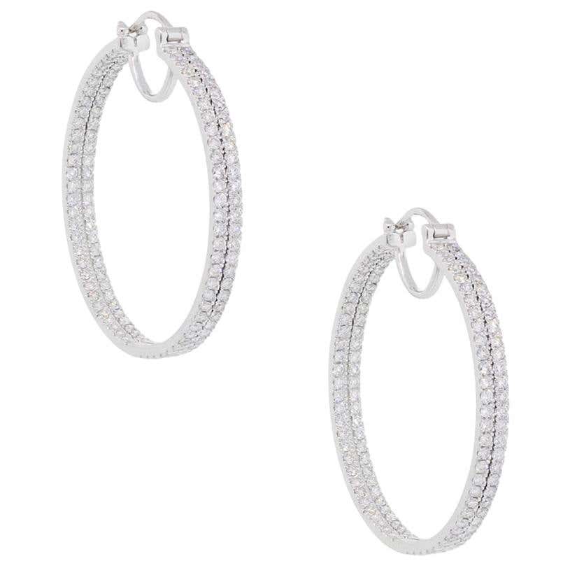 Black Diamond and White Gold Inside-Out Hoop Earrings For Sale (Free ...