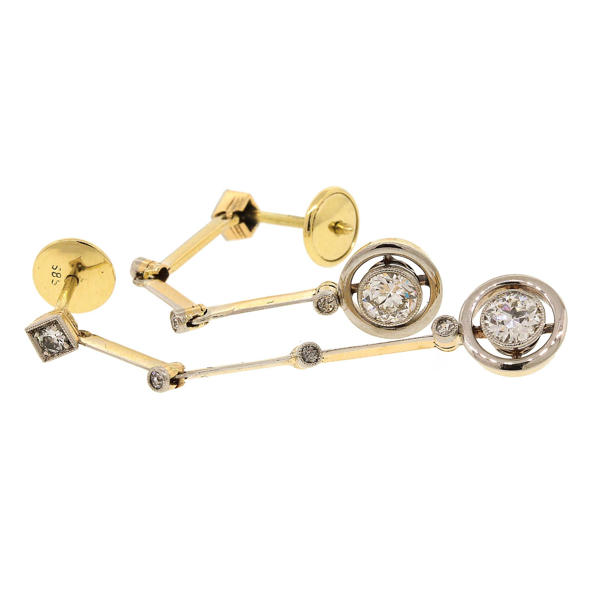 Boucles d'oreilles pendantes avec diamants ronds et brillants Pour femmes en vente