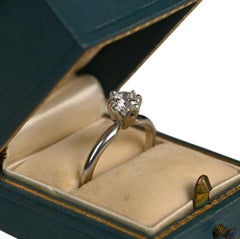 Half Carat Engagement Ring. Round Brilliant Cut Diamond Solitaire Ring HSI1 Plat