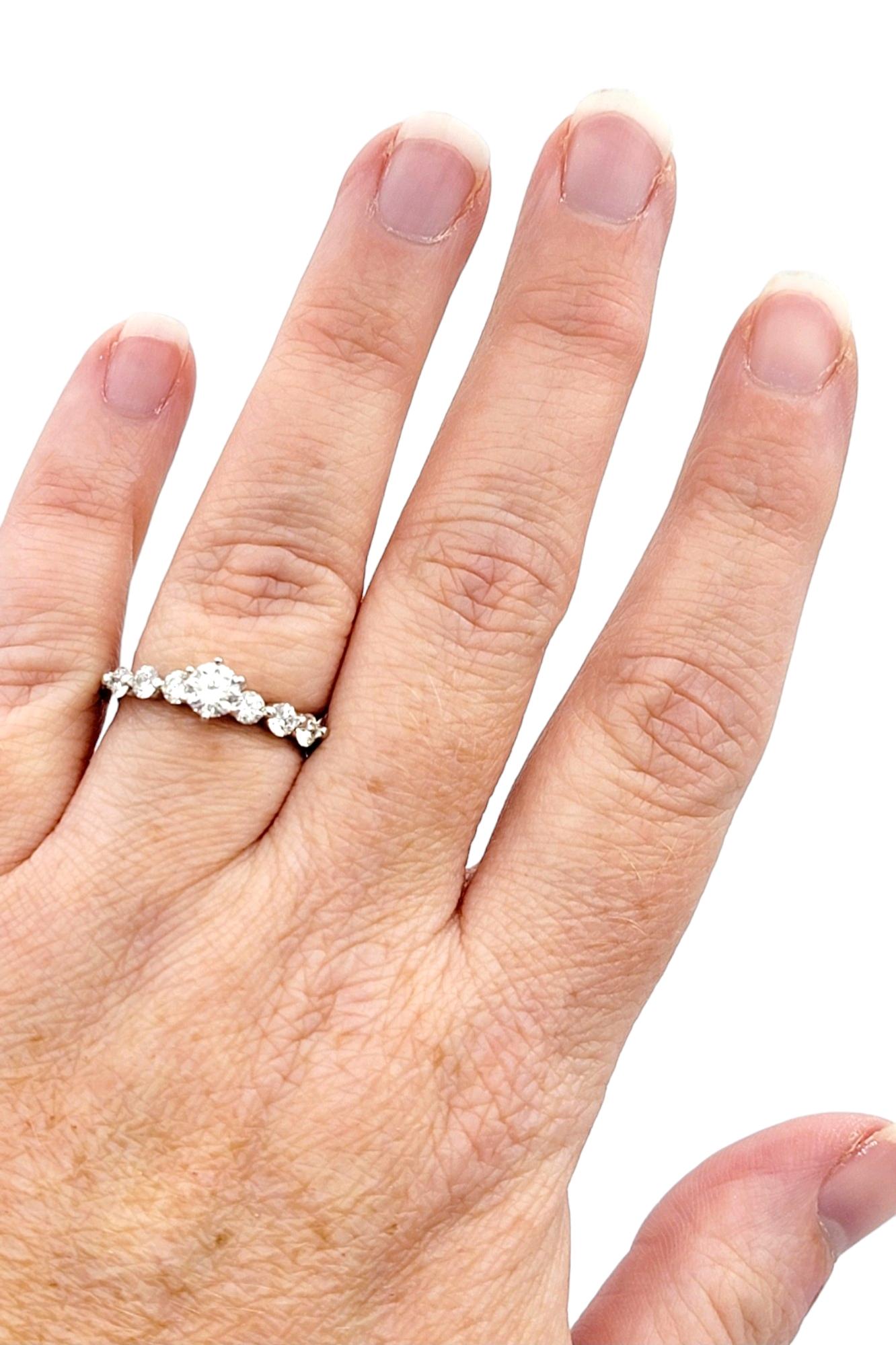 Round Brilliant Diamond Engagement Ring Set in 14 Karat White Gold, E-F / VS1 For Sale 1
