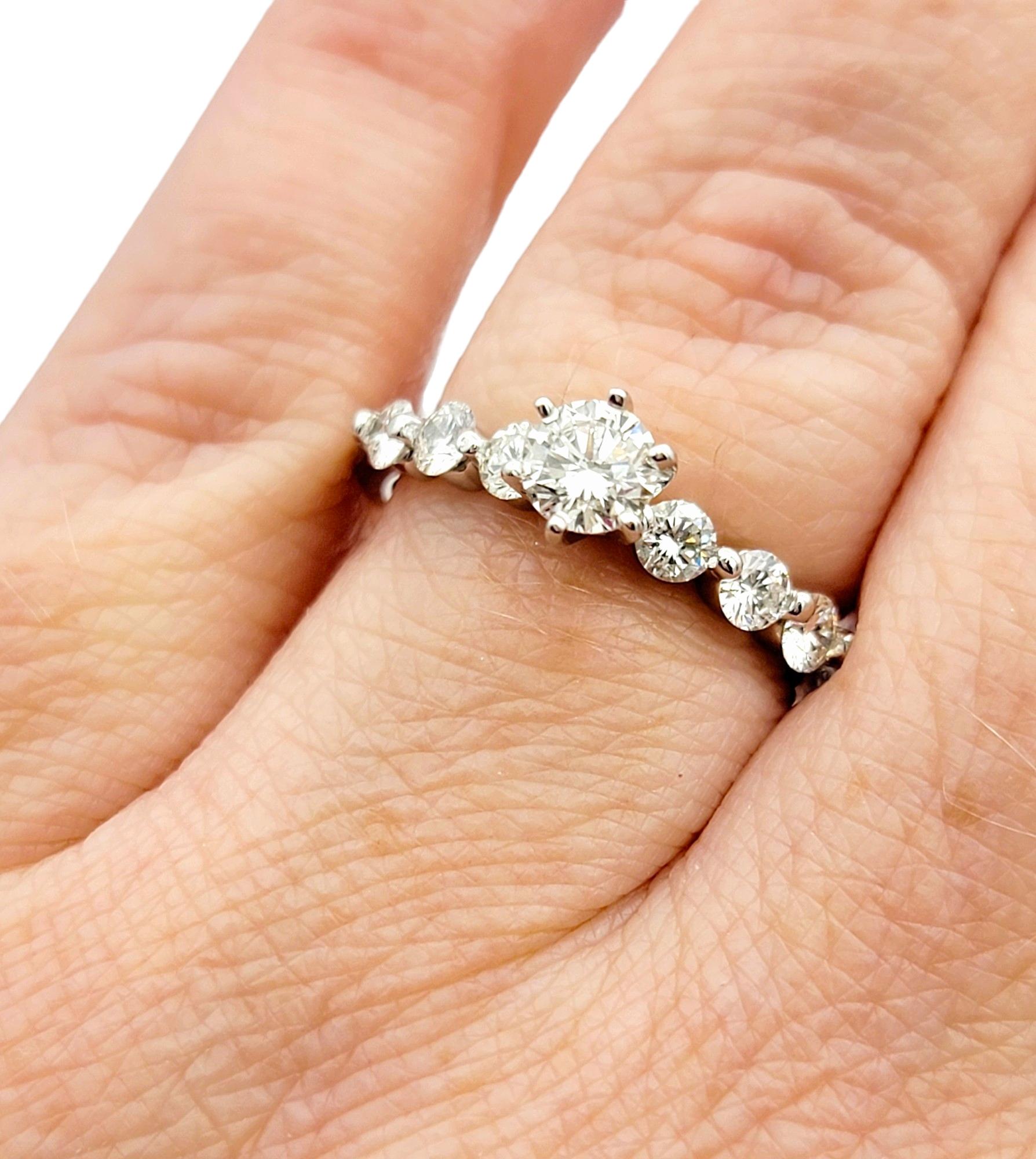 Round Brilliant Diamond Engagement Ring Set in 14 Karat White Gold, E-F / VS1 For Sale 2