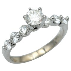 Round Brilliant Diamond Engagement Ring Set in 14 Karat White Gold, E-F / VS1