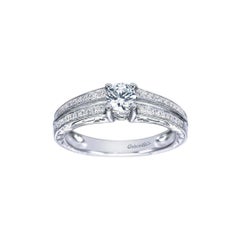 Round Brilliant Diamond Engagement Ring with Split Pave Shank