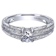   Round Brilliant Diamond Engagement Ring with Split Pave Shank