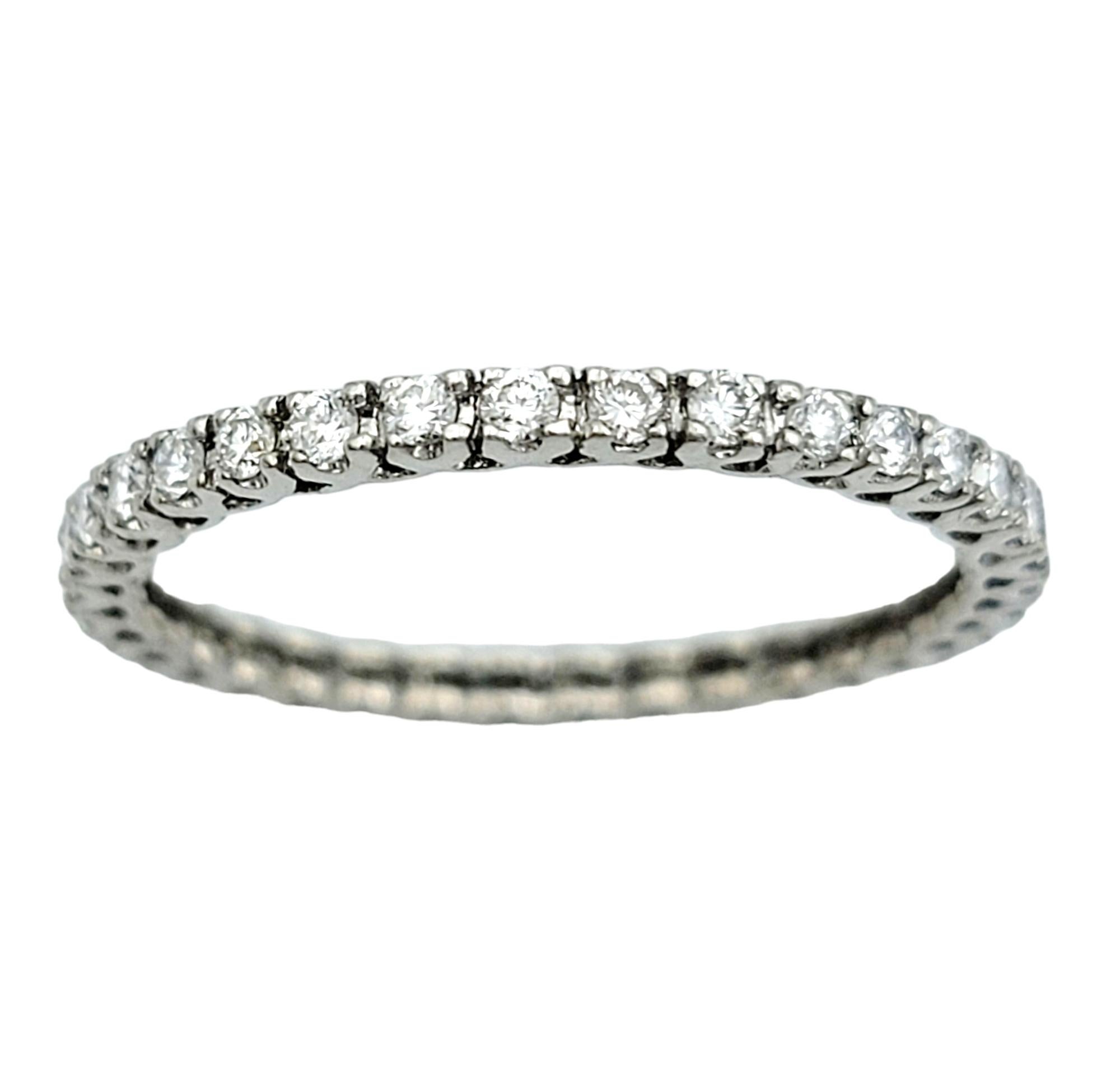 Contemporary Round Brilliant Diamond Eternity Band Ring 1.5 mm Set in 18 Karat White Gold For Sale