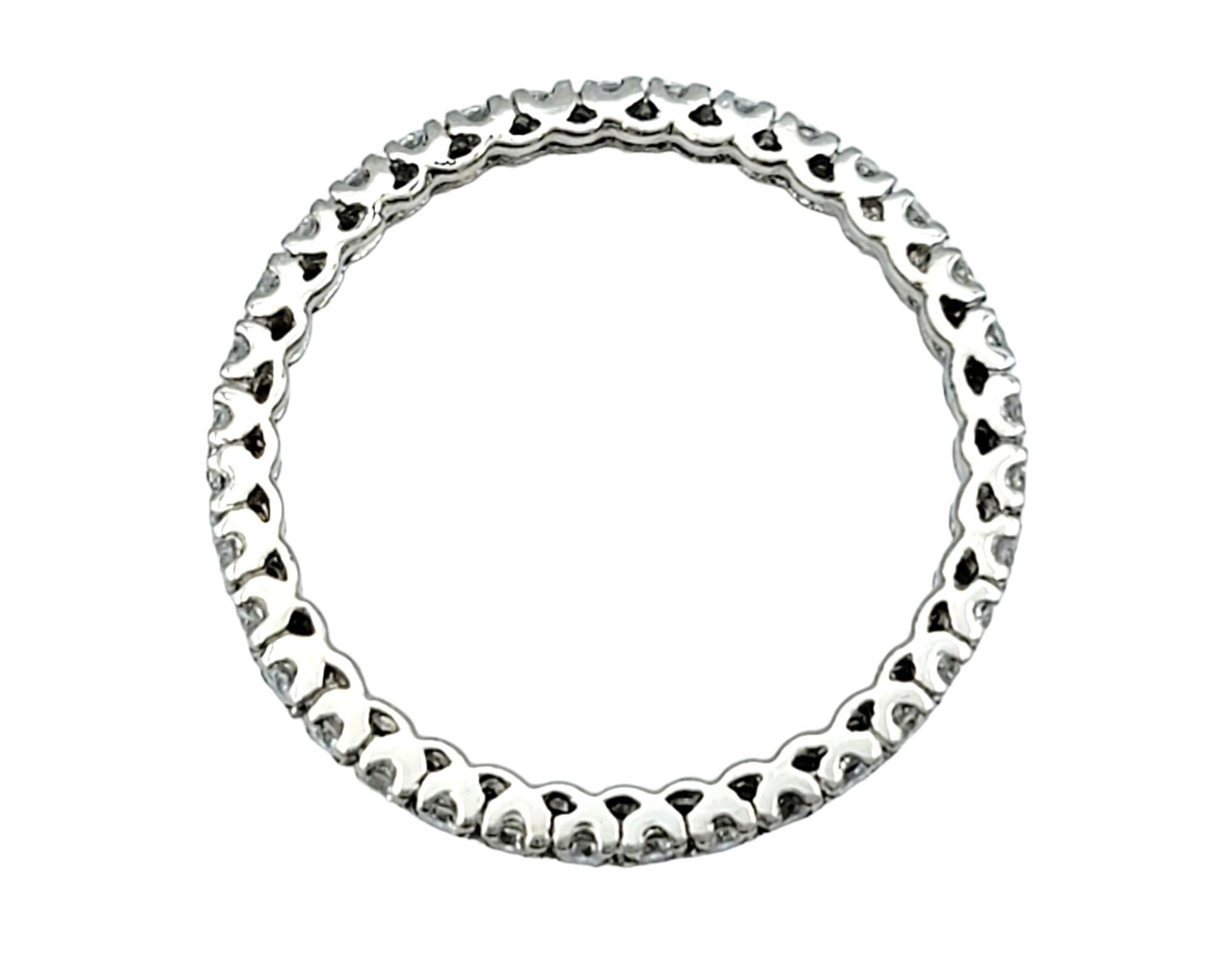 Round Brilliant Diamond Eternity Band Ring 1.5 mm Set in 18 Karat White Gold In Good Condition For Sale In Scottsdale, AZ