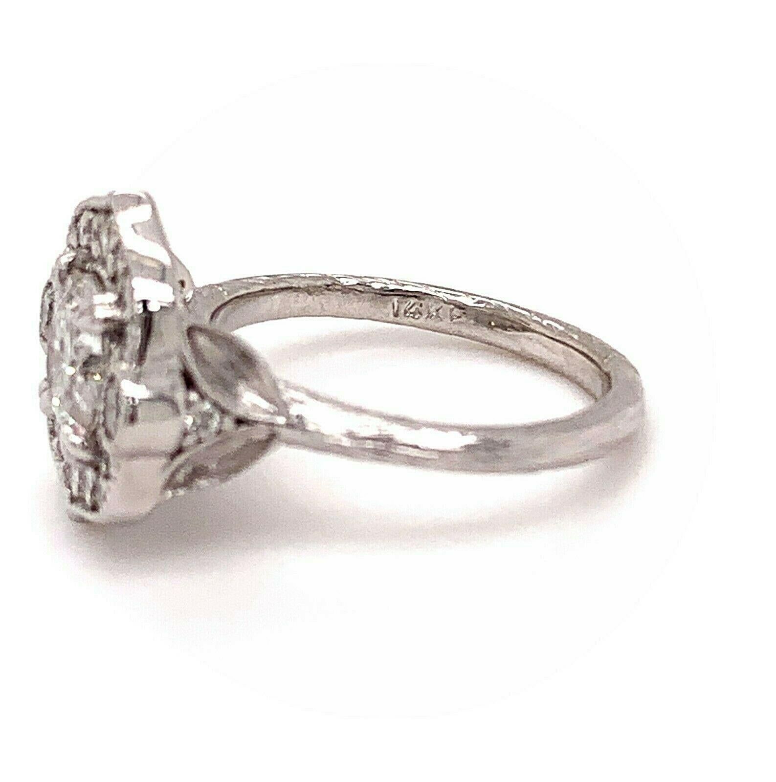 Round Brilliant Diamond Flower Ring 1.08 Carat 14 Karat White Gold In New Condition For Sale In San Diego, CA