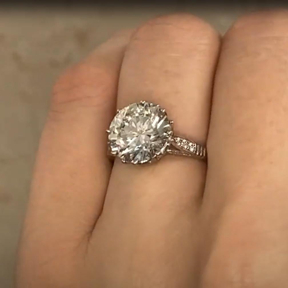 Bague à prisme de type couronne en diamant rond brillant (GIA approx. 4,00 carats) Platine Excellent état - En vente à New York, NY