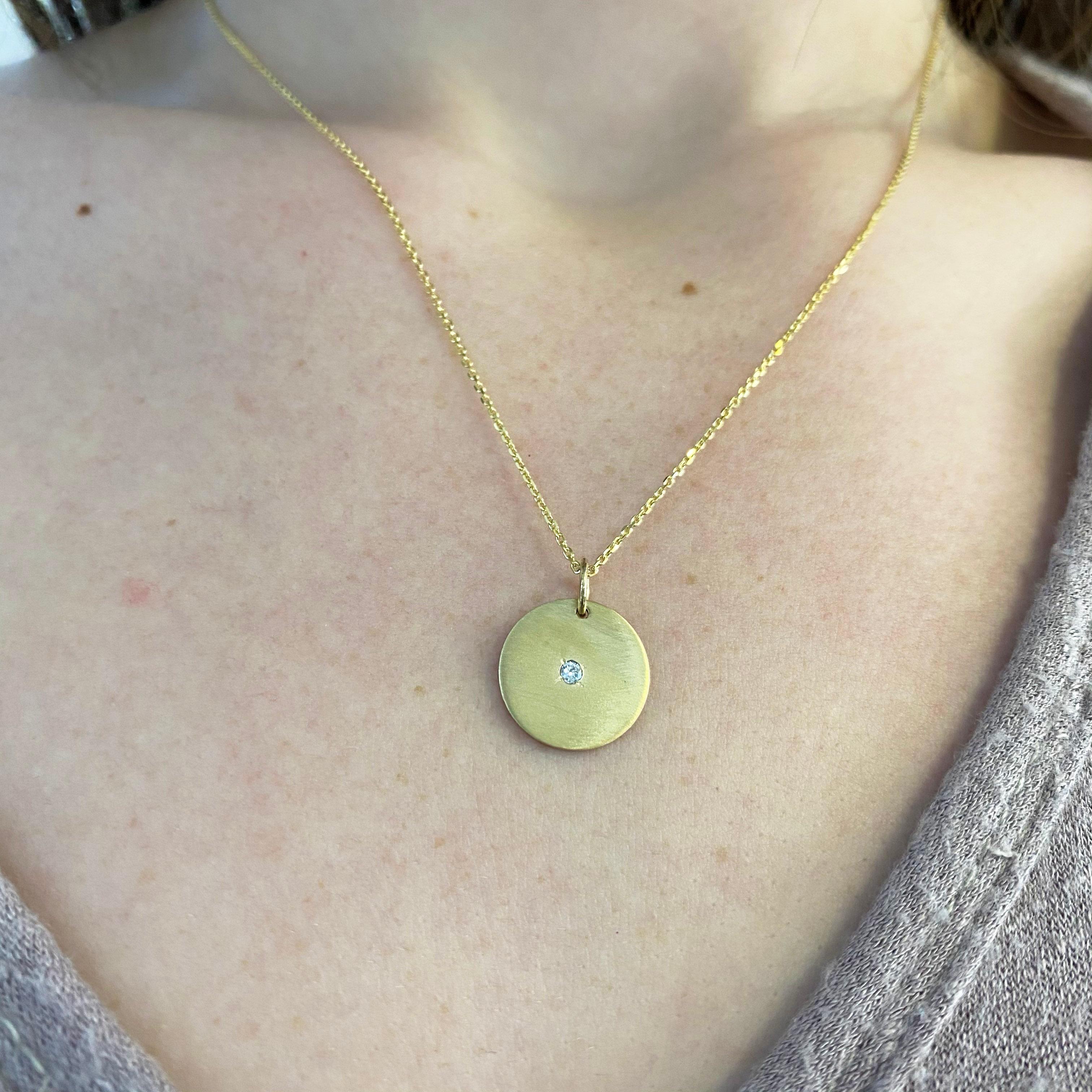 14k gold disc necklace